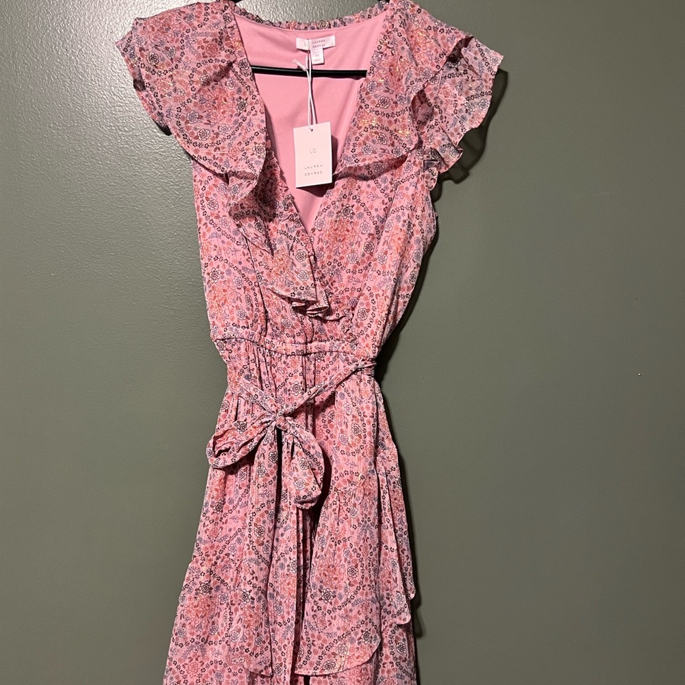 LC Lauren Conrad Pink Floral Midi Dress NWT